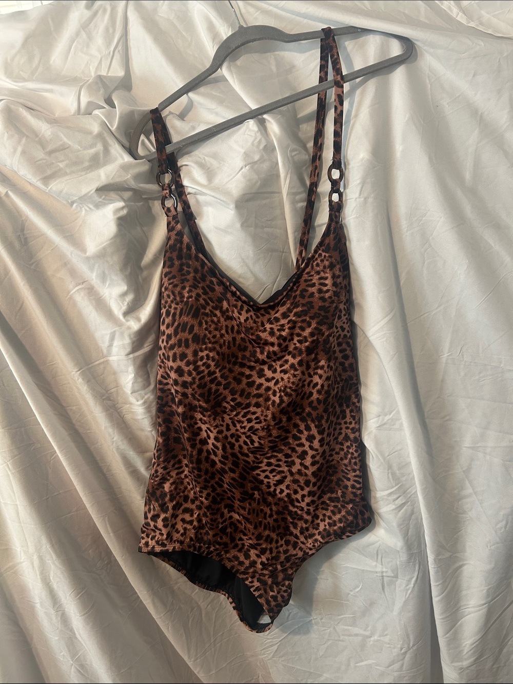 Time and Tru Leopard Print One-Piece Swimsuit - Brown